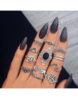 Docona Boho biżuteria na palce korona geometryczne Rhinestone liść kobiety zestawy pierścionków Hollow układanie pierścieni Vint