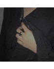 Moda w stylu Vintage czarny wielki krzyż otwarty pierścień dla kobiet mężczyzn Egirl Party biżuteria punkowa Trendy Gothic kolor