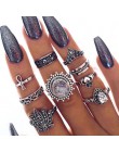 Docona Boho biżuteria na palce korona geometryczne Rhinestone liść kobiety zestawy pierścionków Hollow układanie pierścieni Vint