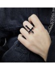 Moda w stylu Vintage czarny wielki krzyż otwarty pierścień dla kobiet mężczyzn Egirl Party biżuteria punkowa Trendy Gothic kolor