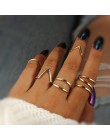 Docona Boho biżuteria na palce korona geometryczne Rhinestone liść kobiety zestawy pierścionków Hollow układanie pierścieni Vint