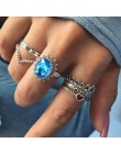 Docona Boho biżuteria na palce korona geometryczne Rhinestone liść kobiety zestawy pierścionków Hollow układanie pierścieni Vint