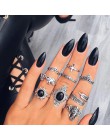 Bague Femme Vintage pierścionki dla kobiet boho geometryczne kwiatki kryształowe Knuckle zestaw pierścieni czeski Midi biżuteria