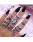 Bague Femme Vintage pierścionki dla kobiet boho geometryczne kwiatki kryształowe Knuckle zestaw pierścieni czeski Midi biżuteria