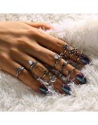 6 sztuk/zestawów Vintage ręcznie Knuckle zestaw pierścieni dla kobiet złoty kolor Metal wiosna kształt hiperbola styl moda biżut