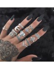 Bague Femme Vintage pierścionki dla kobiet boho geometryczne kwiatki kryształowe Knuckle zestaw pierścieni czeski Midi biżuteria