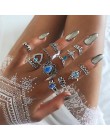 Bague Femme Vintage pierścionki dla kobiet boho geometryczne kwiatki kryształowe Knuckle zestaw pierścieni czeski Midi biżuteria