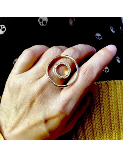 F. J4Z marka projektant palec serdeczny dla kobiet Rock okrągły koło Top pierścionki Rhinestone pierścionki damskie biżuteria an