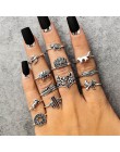 Bague Femme Vintage pierścionki dla kobiet boho geometryczne kwiatki kryształowe Knuckle zestaw pierścieni czeski Midi biżuteria