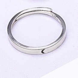1PC minimalistyczny srebro kolor Sun Moon otwarty pierścień dla kobiet mężczyzn miłośników unikalna rzeźba Crescent obrączki ślu