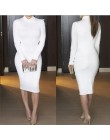 Seksowne kobiety bandaża sukni jesień golfem szczupła z długim rękawem obcisła sukienka moda na szyję klubowa, obcisła sukienki 