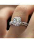 Yobest kolor srebrny obrączki dla kobiet plac cyrkon biżuteria Bague Bijoux Femme zestaw pierścionków zaręczynowych akcesoria