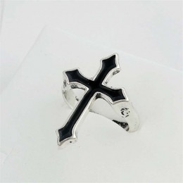 Moda w stylu Vintage czarny wielki krzyż otwarty pierścień dla kobiet mężczyzn Egirl Party biżuteria punkowa Trendy Gothic kolor