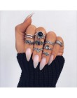 Bague Femme Vintage pierścionki dla kobiet boho geometryczne kwiatki kryształowe Knuckle zestaw pierścieni czeski Midi biżuteria