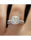 Yobest kolor srebrny obrączki dla kobiet plac cyrkon biżuteria Bague Bijoux Femme zestaw pierścionków zaręczynowych akcesoria