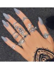 Bague Femme Vintage pierścionki dla kobiet boho geometryczne kwiatki kryształowe Knuckle zestaw pierścieni czeski Midi biżuteria