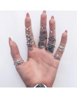 Docona Boho biżuteria na palce korona geometryczne Rhinestone liść kobiety zestawy pierścionków Hollow układanie pierścieni Vint