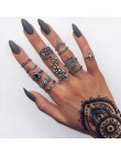Docona Boho biżuteria na palce korona geometryczne Rhinestone liść kobiety zestawy pierścionków Hollow układanie pierścieni Vint
