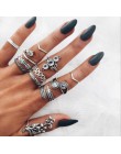 Docona Boho biżuteria na palce korona geometryczne Rhinestone liść kobiety zestawy pierścionków Hollow układanie pierścieni Vint