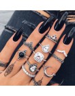 Bague Femme Vintage pierścionki dla kobiet boho geometryczne kwiatki kryształowe Knuckle zestaw pierścieni czeski Midi biżuteria