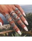 Bague Femme Vintage pierścionki dla kobiet boho geometryczne kwiatki kryształowe Knuckle zestaw pierścieni czeski Midi biżuteria