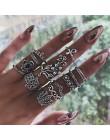 Bague Femme Vintage pierścionki dla kobiet boho geometryczne kwiatki kryształowe Knuckle zestaw pierścieni czeski Midi biżuteria