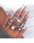 Bague Femme Vintage pierścionki dla kobiet boho geometryczne kwiatki kryształowe Knuckle zestaw pierścieni czeski Midi biżuteria