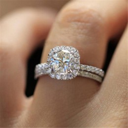 Yobest kolor srebrny obrączki dla kobiet plac cyrkon biżuteria Bague Bijoux Femme zestaw pierścionków zaręczynowych akcesoria