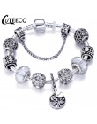 CUTEECO Antique srebrny kolor bransoletki i Bangles dla kobiet kryształową kwiatową wróżkę koralik Charm bransoletka biżuteria P