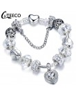 CUTEECO Antique srebrny kolor bransoletki i Bangles dla kobiet kryształową kwiatową wróżkę koralik Charm bransoletka biżuteria P