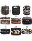 IF ME Vintage Leaf Feather wielowarstwowa skórzana bransoletka moda męska pleciona ręcznie Star Rope bransoletki i Bangles męski