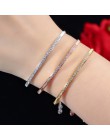 CWWZircons regulowana bransoletka typu bangle dla kobiet urzekają Bar suwak Brilliant CZ różowe złoto kolor biżuteria Pulseira F