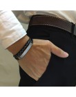 Vnox wielowarstwowe skórzane bransoletki dla kobiet mężczyzn konfigurowalne grawerowanie ze stali nierdzewnej Casual spersonaliz