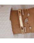 Zestaw ślicznych bransoletek na rękę boho złote srebrne liście cienkie lekkie efektowne stylowe