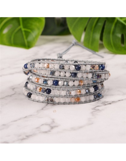 YGLINE kobiety bransoletka boho z kamienia naturalnego 5X skórzana bransoletka z kamienia bransoletka z paciorkami Drop shipping