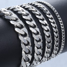 Bransoletka dla mężczyzn kobiety Curb kubański Link Chain stal nierdzewna mężczyzna kobiet bransoletki łańcuchy Davieslee biżute