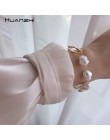 HUANZHI 2019 nowy barokowy nieregularne imitacje pereł złoty Metal Link Chain bransoletki dla kobiet dziewczyna Summer Party biż