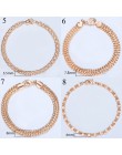 20cm bransoletki dla kobiet mężczyzn 585 różowe złoto Curb ślimak Foxtail Venitian Link łańcuchy męskie bransoletki biżuteria pr