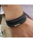 XQNI marka czarny retro Wrap długa skórzana bransoletka bransoletki męskie typu bangle moda sproty łańcuch link mężczyzna charm 