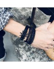 Vnox 4 sztuk/zestaw pleciony szal skórzane bransoletki dla mężczyzn Vintage Life Tree steru drewniana bransoletka Charm koraliki