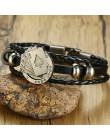 Vnox Lucky Vintage męska skórzana bransoletka karty do gry Raja Vegas urok wielowarstwowe plecione kobiety Pulseira Masculina 7.