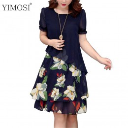 Lato szyfonowa sukienka 2019 dorywczo krótkim rękawem O-Neck Floral Print sukienki elegancka sukienka Plus Size sukienka 5XL kob