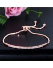 CWWZircons regulowana bransoletka typu bangle dla kobiet urzekają Bar suwak Brilliant CZ różowe złoto kolor biżuteria Pulseira F
