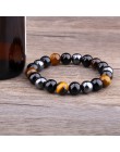 Naturalny czarny obsydian hematyt koraliki w kolorze Tiger Eye bransoletki mężczyzn dla magnetyczny ochrona zdrowia kobiety biżu
