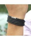 XQNI marka czarny retro Wrap długa skórzana bransoletka bransoletki męskie typu bangle moda sproty łańcuch link mężczyzna charm 
