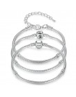 BAMOER 5 styl srebrny kolor miłość wąż łańcuch bransoletka i bransoletka 16CM-21CM Pulseras Lobster PA1104