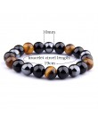 Naturalny czarny obsydian hematyt koraliki w kolorze Tiger Eye bransoletki mężczyzn dla magnetyczny ochrona zdrowia kobiety biżu