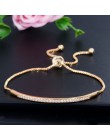 CWWZircons regulowana bransoletka typu bangle dla kobiet urzekają Bar suwak Brilliant CZ różowe złoto kolor biżuteria Pulseira F