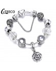 CUTEECO Antique srebrny kolor bransoletki i Bangles dla kobiet kryształową kwiatową wróżkę koralik Charm bransoletka biżuteria P