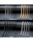 Męska bransoletka Curb kubański Link Chain męskie bransoletki damskie ze stali nierdzewnej złoty Tone nie znikną 3mm do 11mm